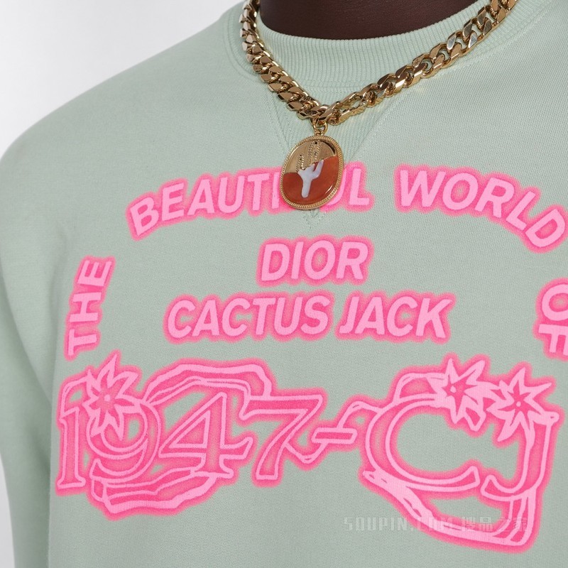 CACTUS JACK DIOR 链环项链 金色饰面黄铜, 橙色石饰和白色珍珠母贝装饰