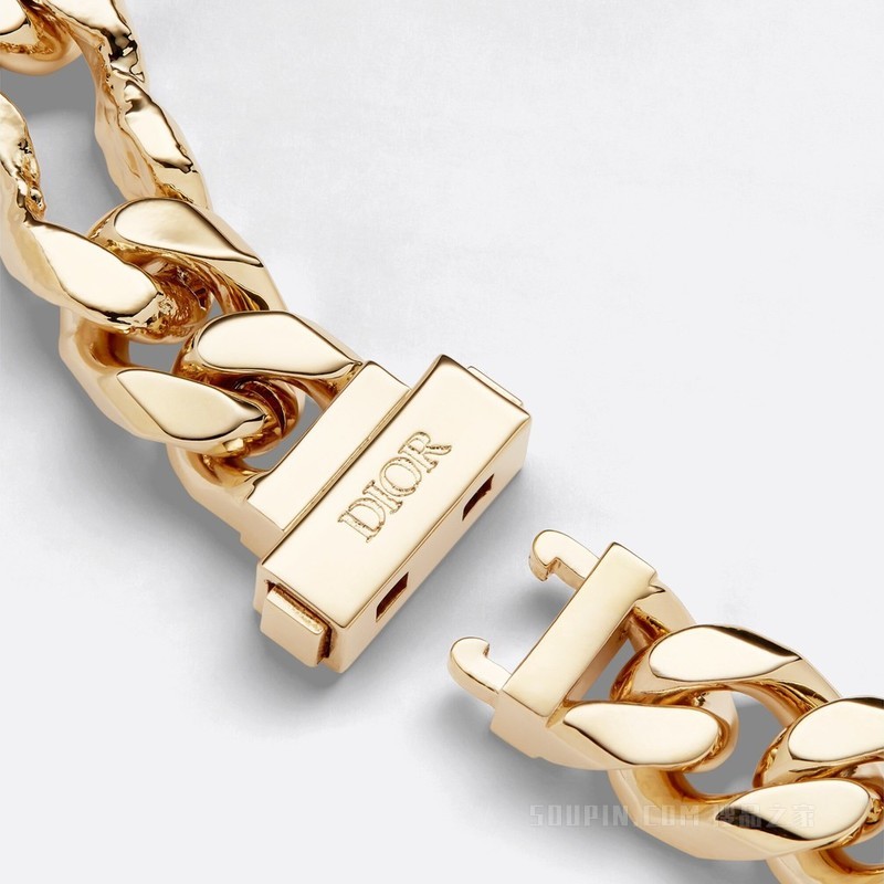 CACTUS JACK DIOR 链环项链 金色饰面黄铜, 橙色石饰和白色珍珠母贝装饰