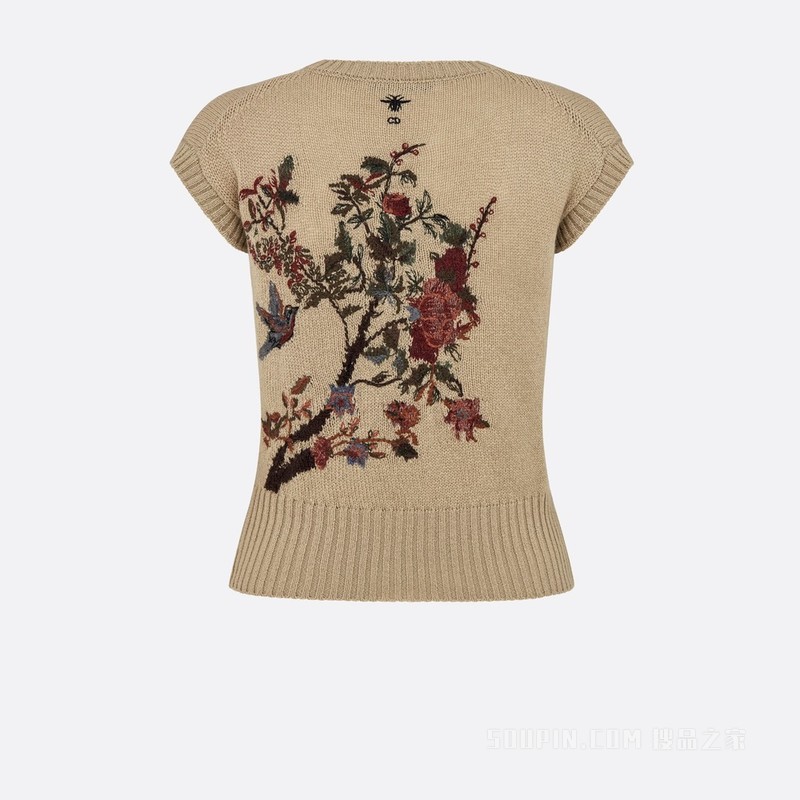 短袖针织衫 米白色山羊绒多色 Dior Jardin d'Hiver 图案