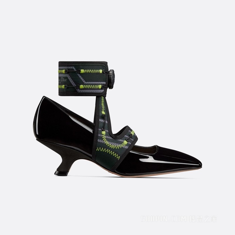Dior 62-22 高跟鞋 黑色漆皮牛皮革和科技面料