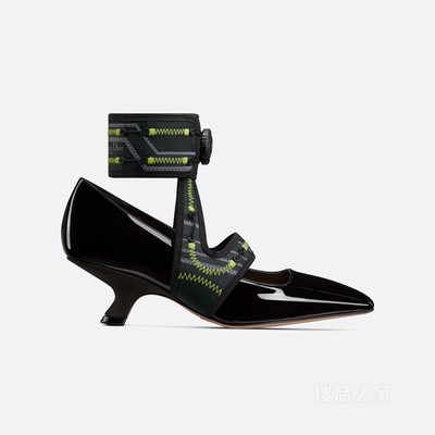 Dior 62-22 高跟鞋 黑色漆皮牛皮革和科技面料