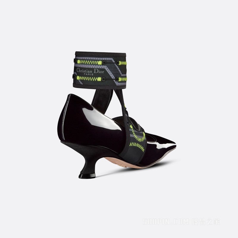 Dior 62-22 高跟鞋 黑色漆皮牛皮革和科技面料