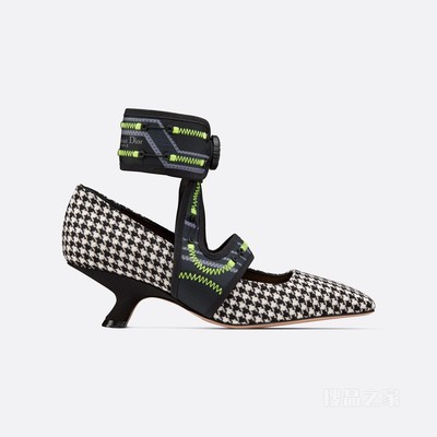 Dior 62-22 高跟鞋 黑色和白色羊毛搭配黑色科技面料
