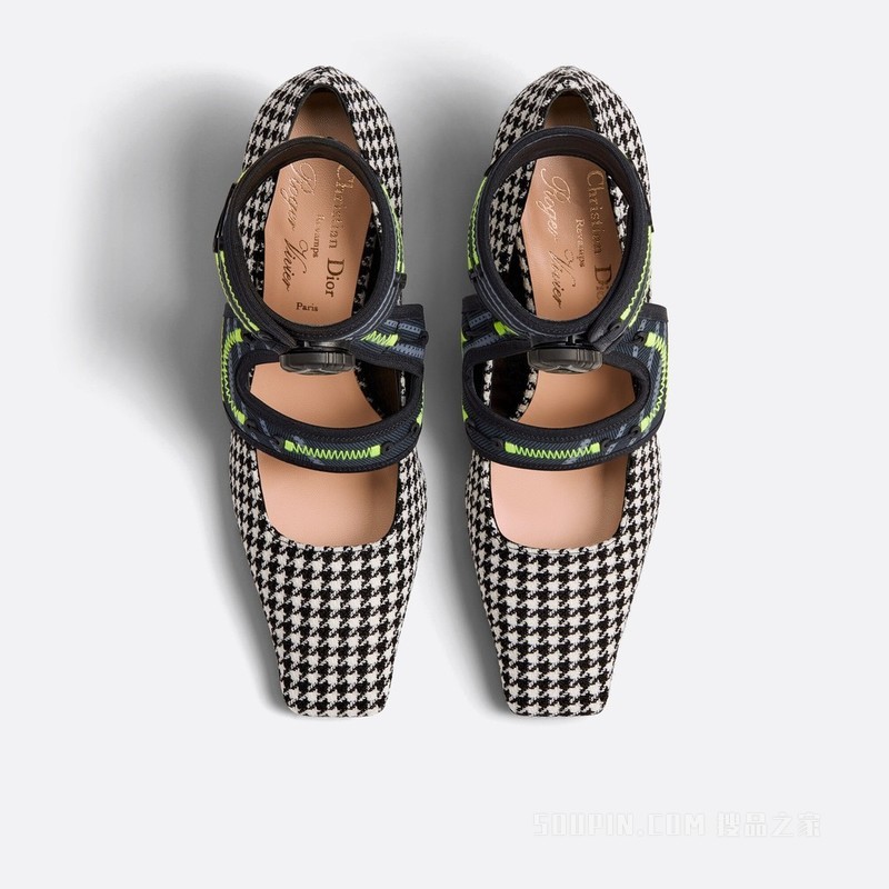 Dior 62-22 高跟鞋 黑色和白色羊毛搭配黑色科技面料