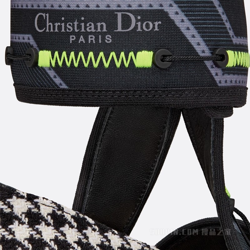 Dior 62-22 高跟鞋 黑色和白色羊毛搭配黑色科技面料
