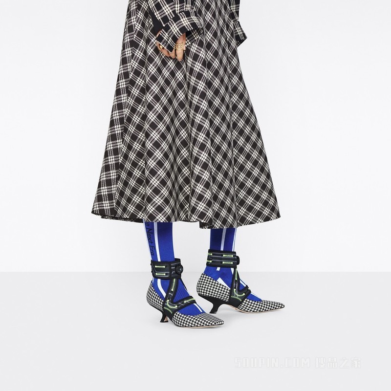Dior 62-22 高跟鞋 黑色和白色羊毛搭配黑色科技面料