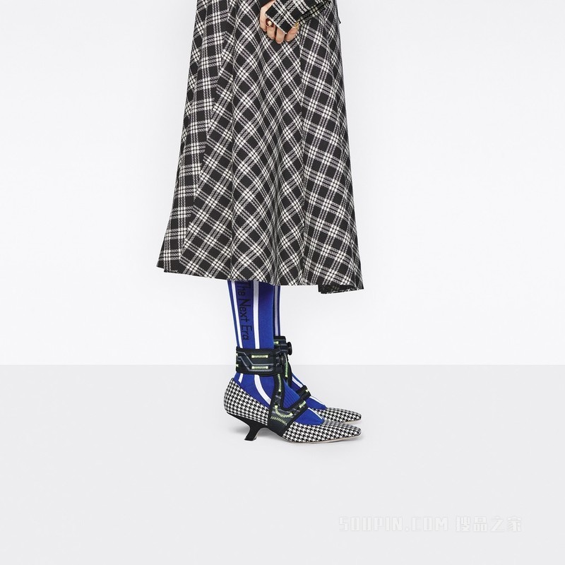 Dior 62-22 高跟鞋 黑色和白色羊毛搭配黑色科技面料