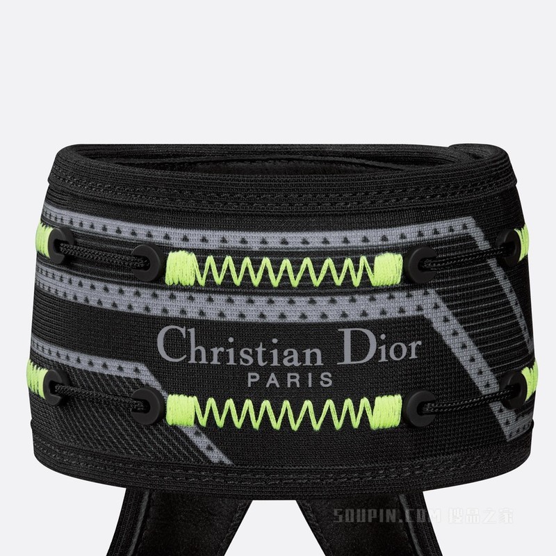Dior 62-22 高跟鞋 透明网面搭配红色珊瑚图案珠饰刺绣和黑色科技面料