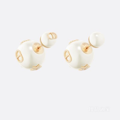 Dior Tribales 耳环 金色饰面金属, 白色树脂珠饰和银色调仿水晶装饰