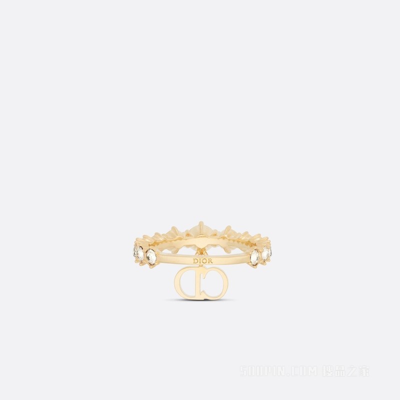 Clair D Lune 戒指 金色饰面金属和银色调仿水晶装饰