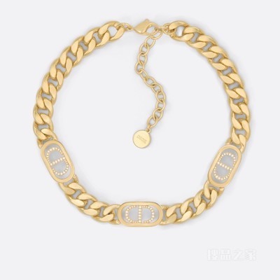 30 Montaigne 项链 金色饰面金属和白色仿水晶装饰
