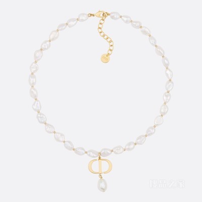 30 Montaigne 项链 金色饰面金属与白色珍珠装饰