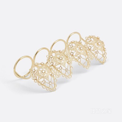 D-Renaissance 多指戒指 金色饰面金属和银色调仿水晶装饰