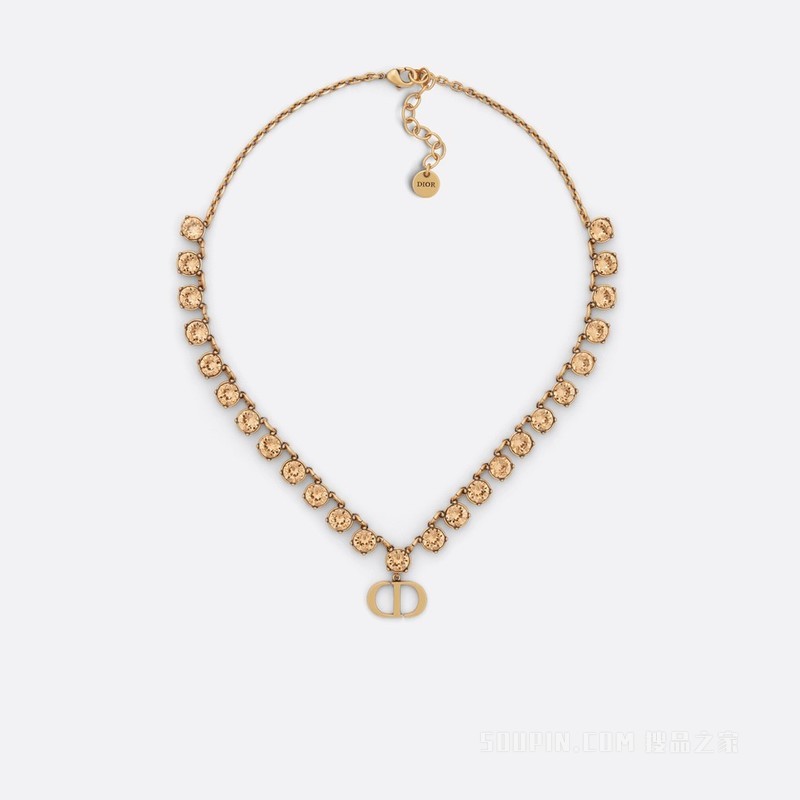 30 Montaigne 项链 复古金色饰面金属和黄玉色仿水晶