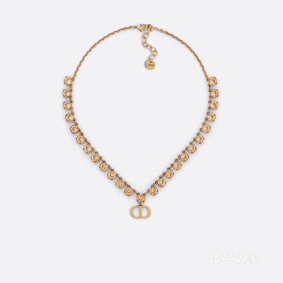 30 Montaigne 项链 复古金色饰面金属和黄玉色仿水晶