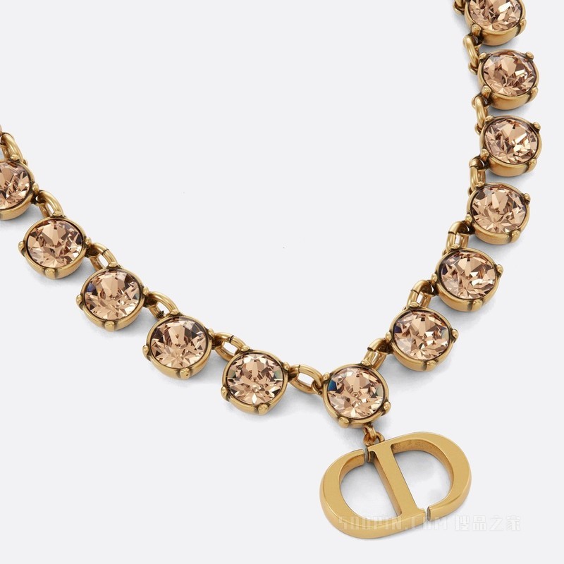 30 Montaigne 项链 复古金色饰面金属和黄玉色仿水晶
