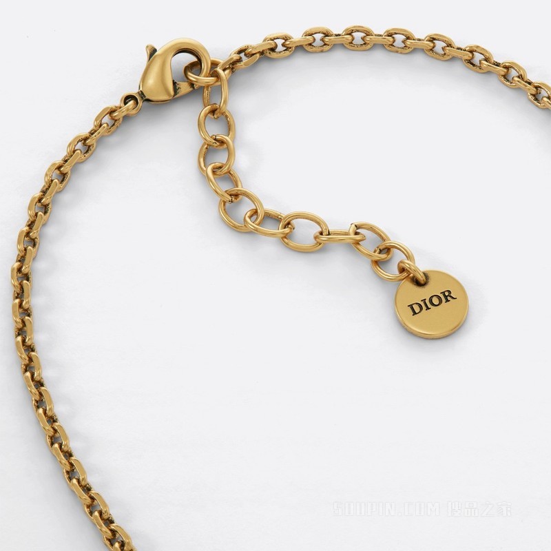 30 Montaigne 项链 复古金色饰面金属和黄玉色仿水晶