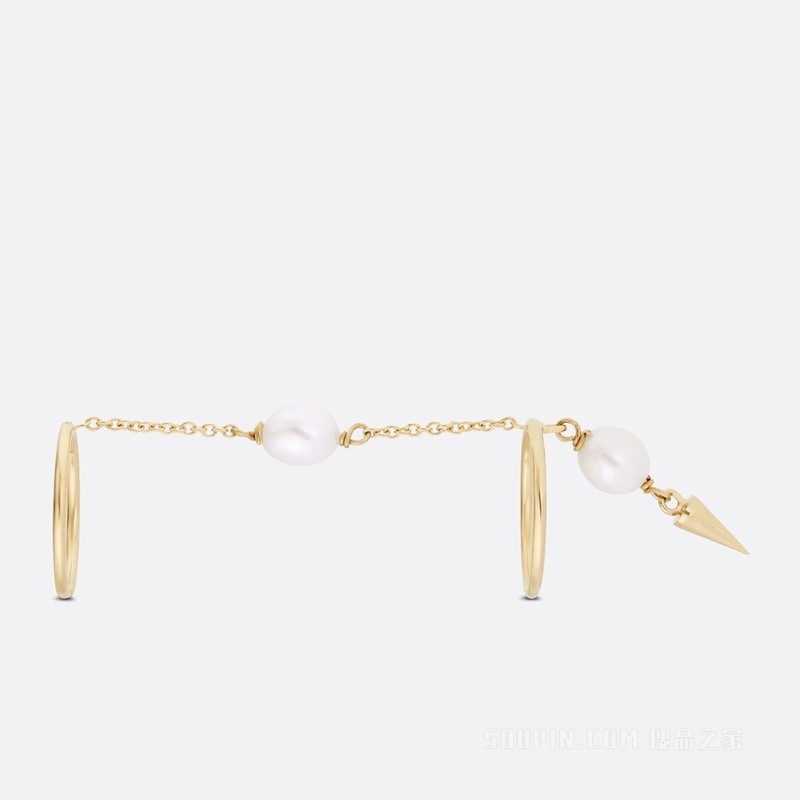 D-Renaissance 戒指 金色饰面金属与白色珍珠装饰