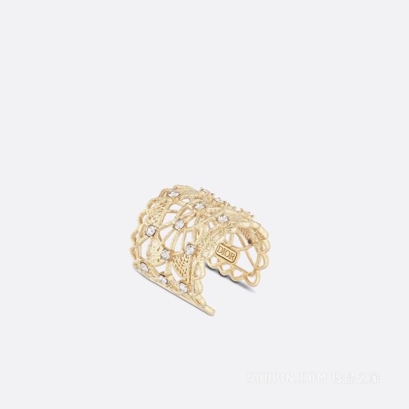 D-Renaissance 戒指 金色饰面金属和银色调仿水晶装饰