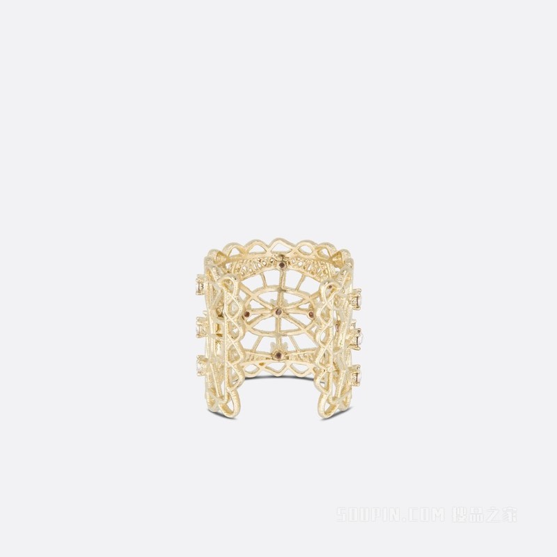 D-Renaissance 戒指 金色饰面金属和银色调仿水晶装饰