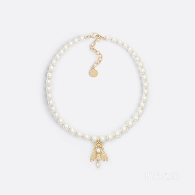 D-Bee 项链 金色饰面金属和白色树脂珠饰
