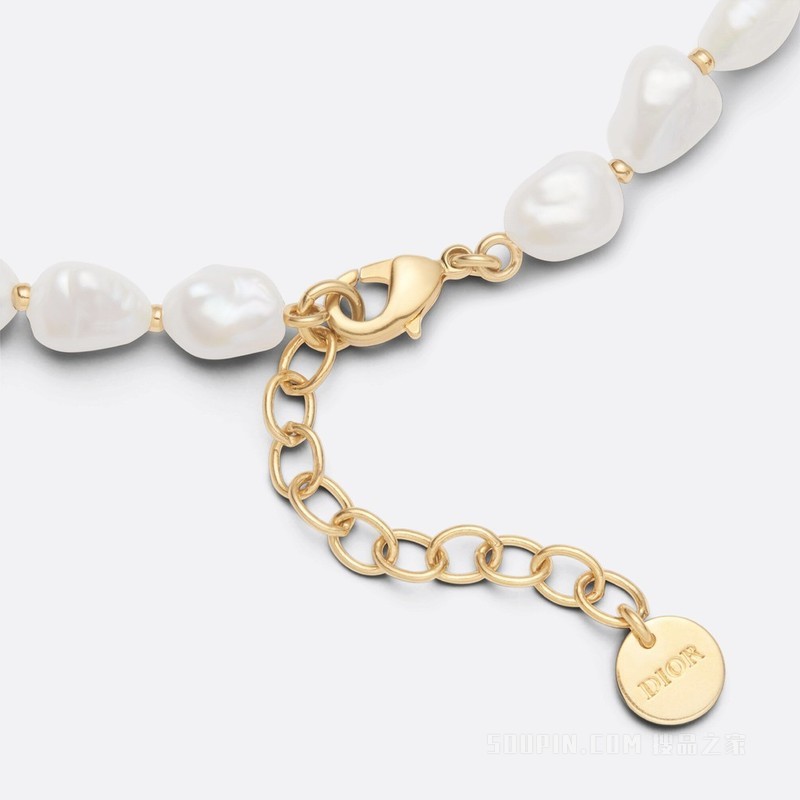 30 Montaigne 项链 金色饰面金属与白色珍珠装饰