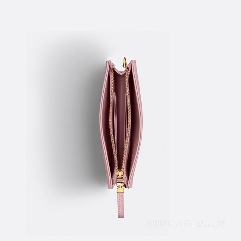 Dior Caro 链条手袋 复古粉色柔软牛皮革藤格纹