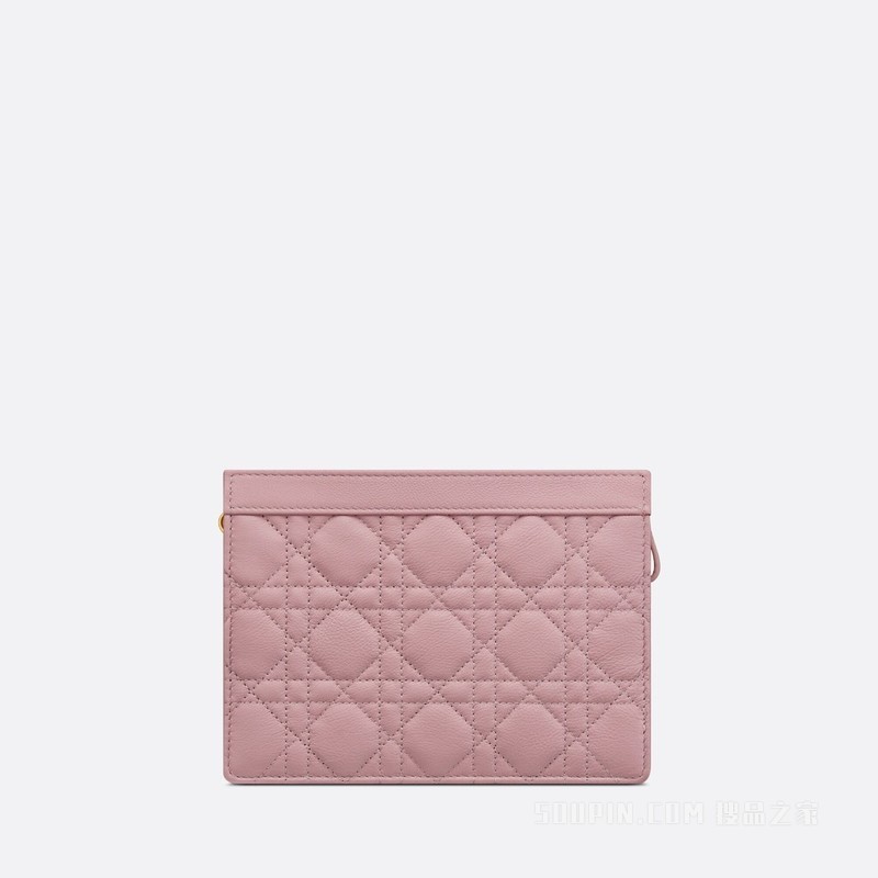 Dior Caro 链条手袋 复古粉色柔软牛皮革藤格纹