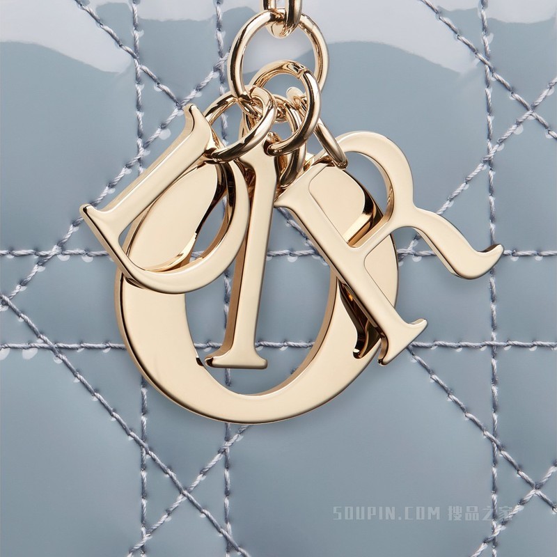 Lady Dior 链条手袋 云雾蓝漆皮牛皮革藤格纹