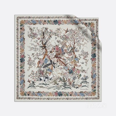 Dior 印花方巾 白色桑蚕丝斜纹面料多色 Dior Jardin d'Hiver 印花