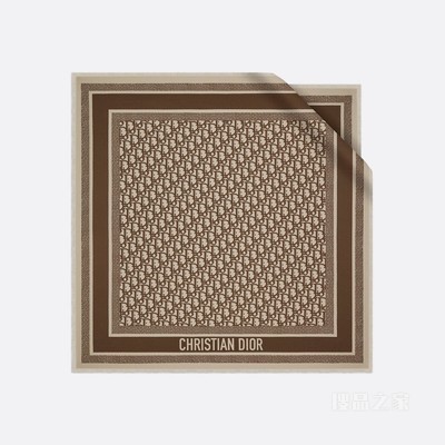 Dior 印花方巾 驼色桑蚕丝斜纹面料 Oblique 印花