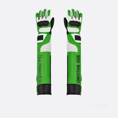 D-Air Lab 长款手套 绿色袋鼠皮革多色细节“The Next Era”字样