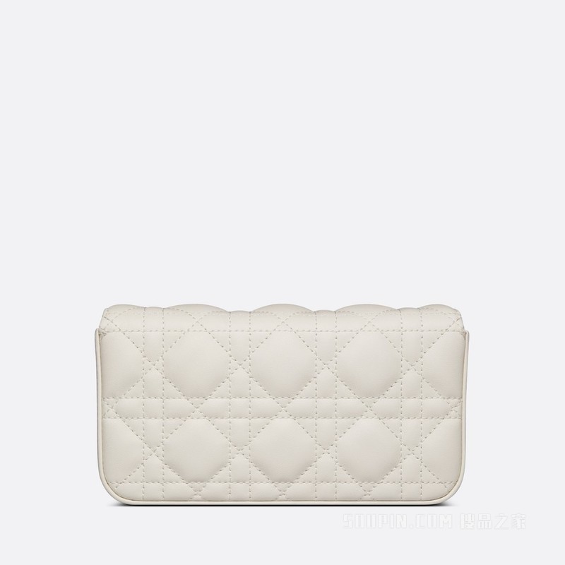 Lady Dior 手机袋 奶白色羊皮革藤格纹