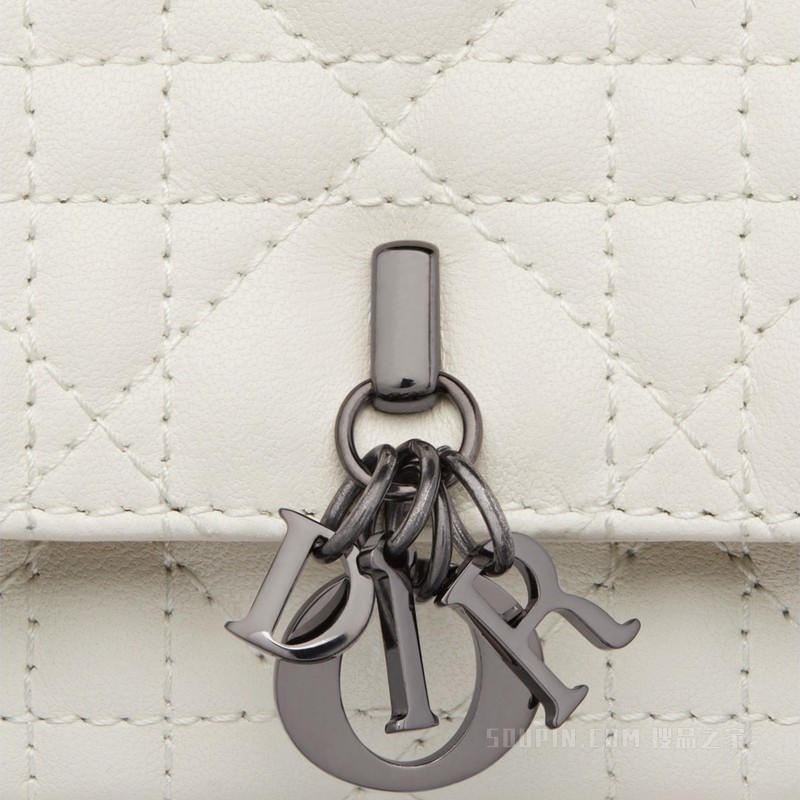 Lady Dior 手机袋 奶白色羊皮革藤格纹