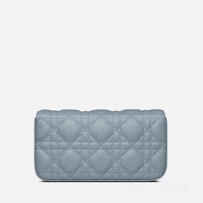 Lady Dior 手机袋 云雾蓝羊皮革藤格纹