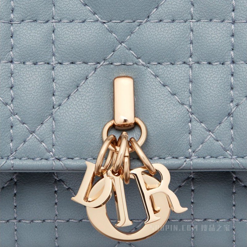 Lady Dior 手机袋 云雾蓝羊皮革藤格纹