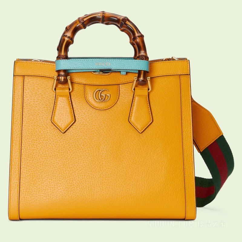 Gucci Diana竹节小号托特包 黄色皮革