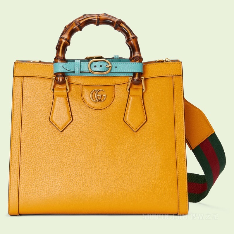 Gucci Diana竹节小号托特包 黄色皮革