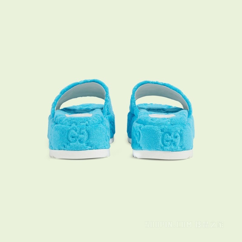 女士GG防水台拖鞋 浅蓝色棉质海绵