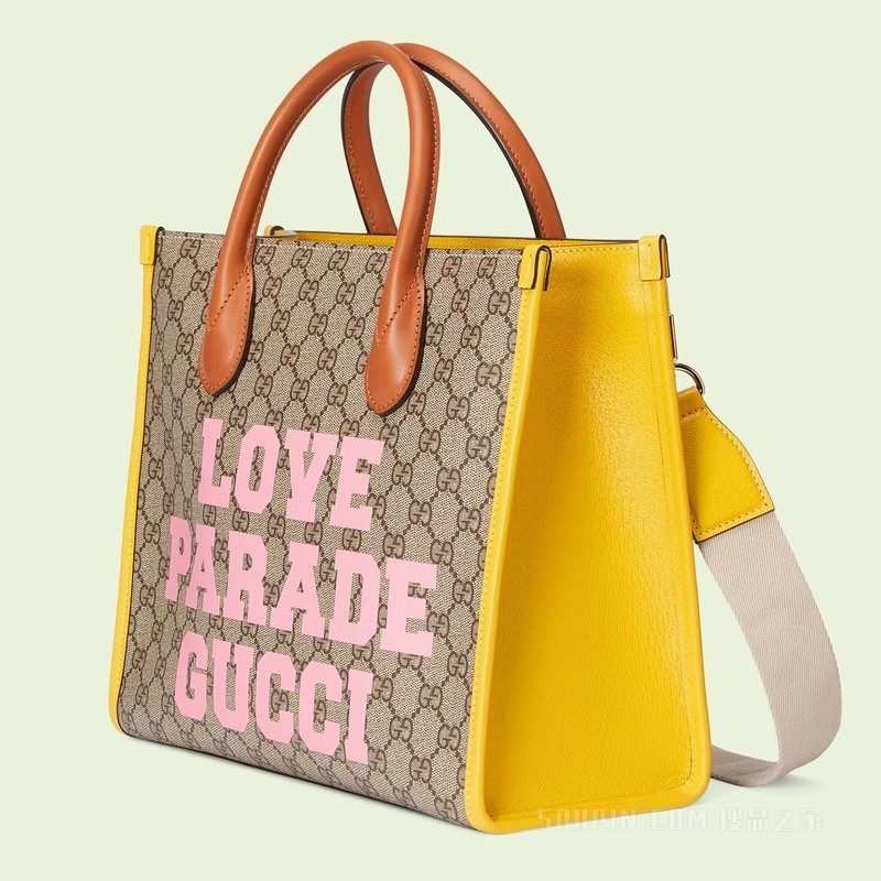 Love Parade Gucci托特包 米色和乌木色Supreme帆布