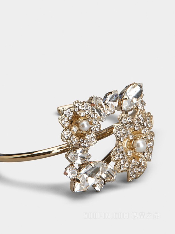 RV Bouquet Strass珍珠钻扣金属手镯 金色
