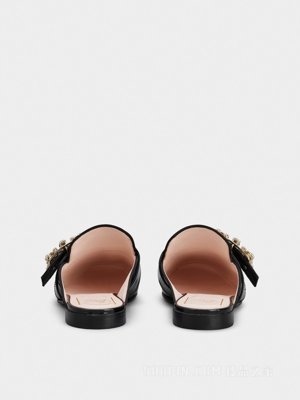 Mini Broche Vivier钻扣漆皮穆勒鞋 黑色