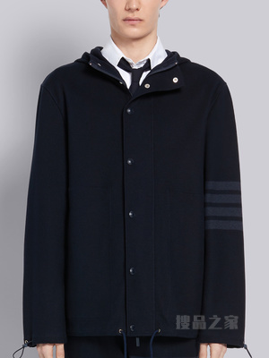 四条纹连帽西服外套