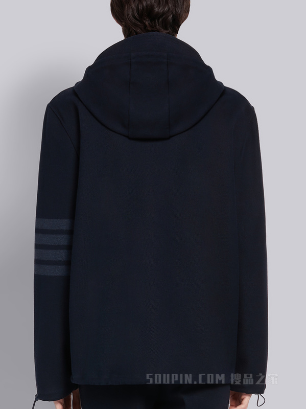四条纹连帽西服外套