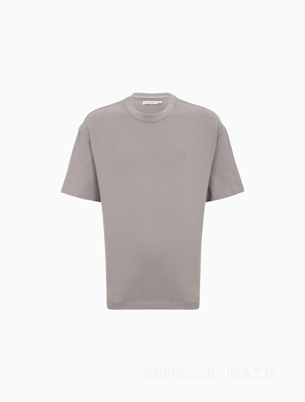 Calvin Klein 22春夏新款男士休闲纯棉圆领刺绣LOGO短袖T恤40HM229