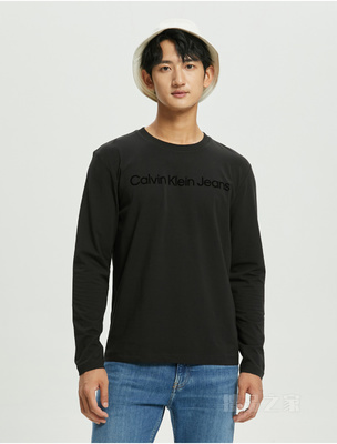 Calvin Klein 22秋冬新款男士休闲舒适撞色LOGO打底长袖T恤J322371