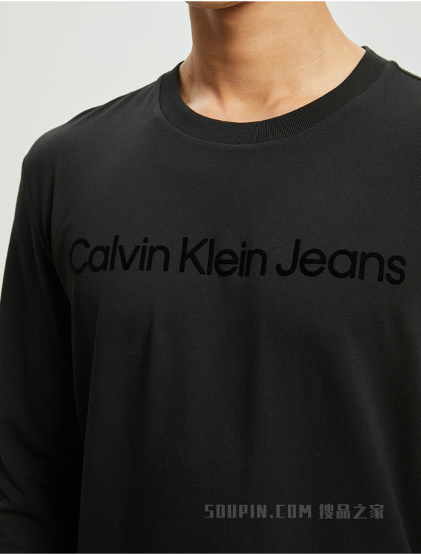 Calvin Klein 22秋冬新款男士休闲舒适撞色LOGO打底长袖T恤J322371
