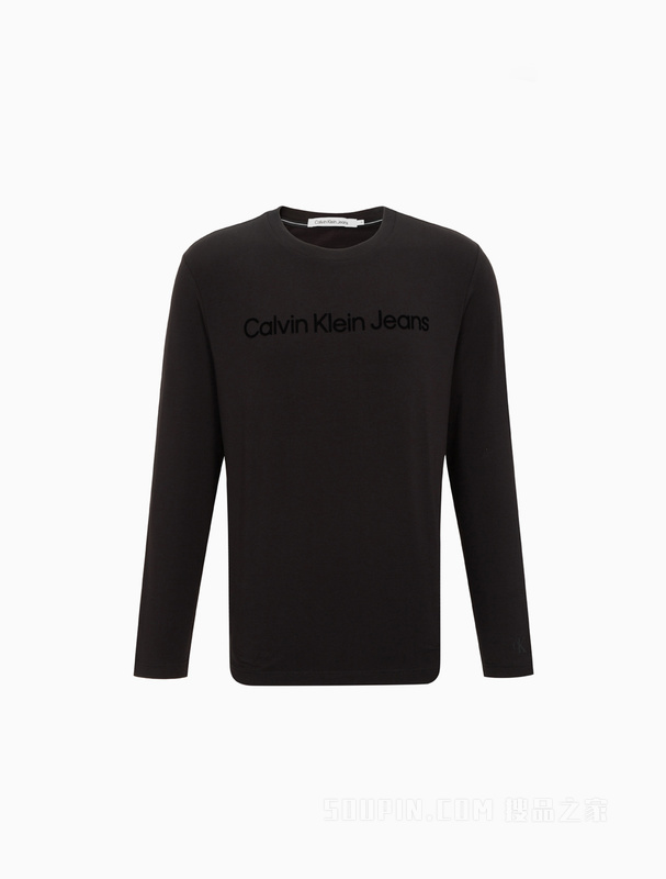 Calvin Klein 22秋冬新款男士休闲舒适撞色LOGO打底长袖T恤J322371