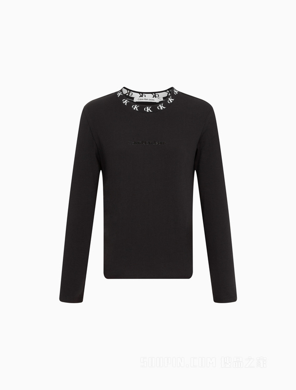 Calvin Klein 22秋冬新款女士时尚循环LOGO提花纯棉透气长袖T恤J220881