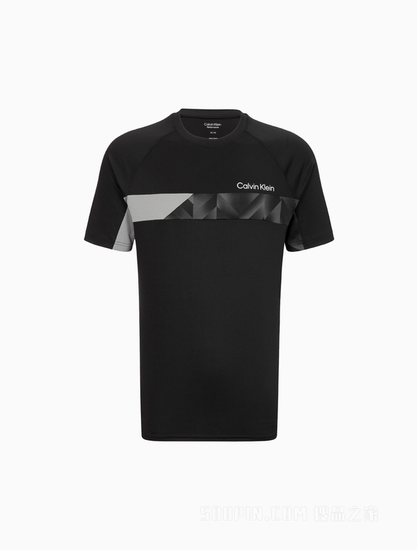 Calvin Klein 22春夏男士圆领插肩袖几何图案印花透气短袖T恤4MT2K132